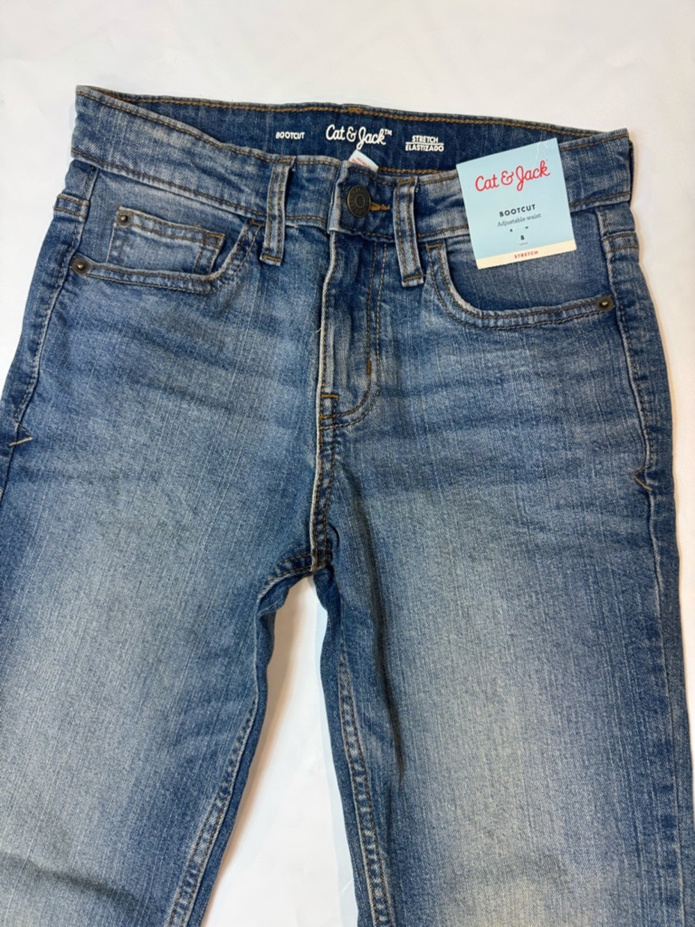 Cat & Jack Girls' Medium Blue Bootcut Jeans adjustable waist Sz 8